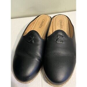Charix Womens Black Leather Slip On Mules Size 41/10